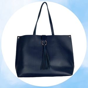 Ulta Large Navy Blue Tassel Tote Bag